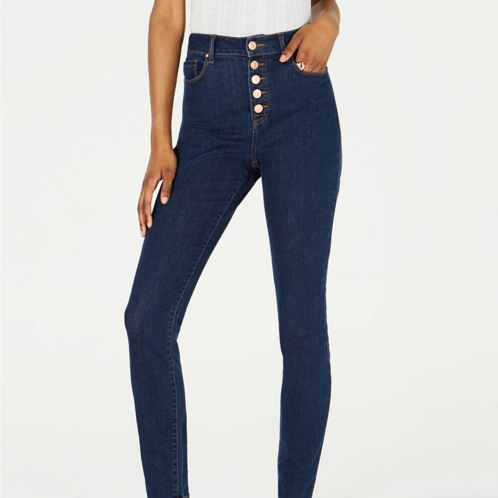 Stevie "Rewash" Juniors' High-Rise Button-Fly Skinny Jeans, Size 15